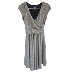 Maeve Anthropologie Tamera Silver Metallic Wrap Dress Size XS